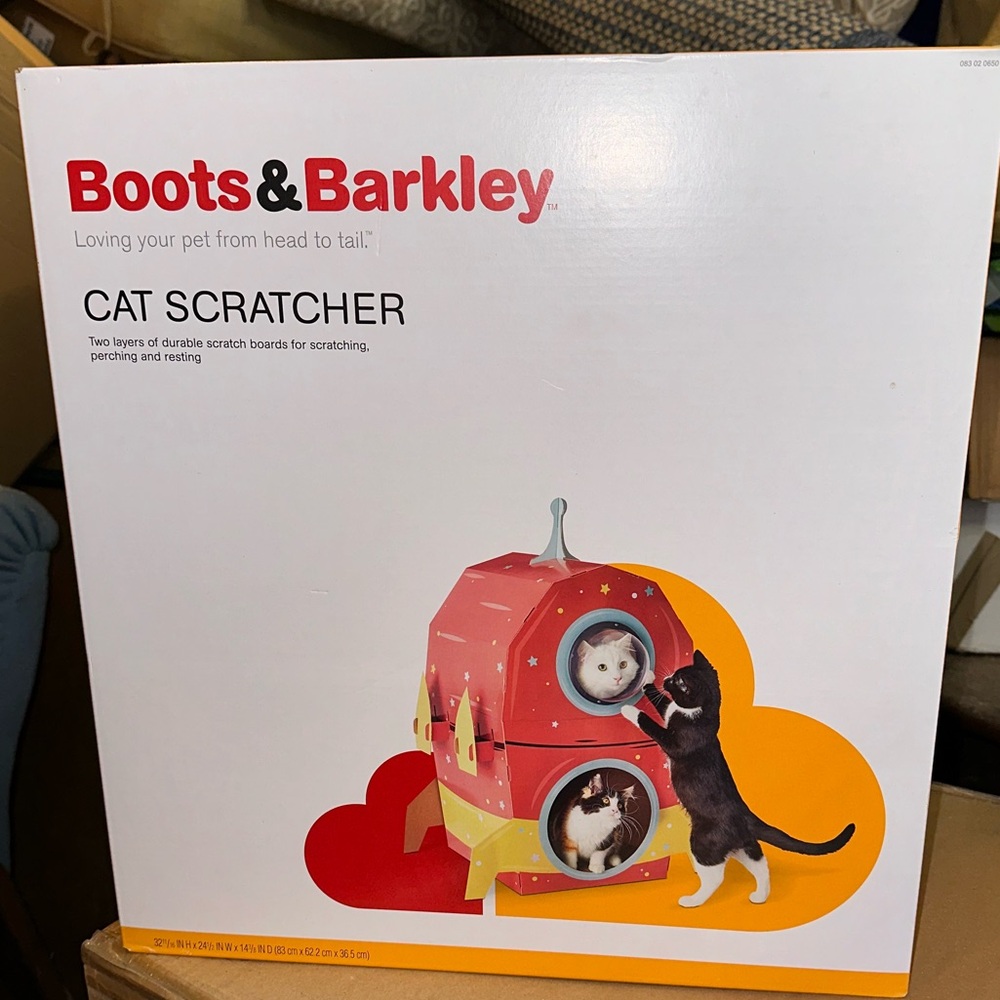 Boots & Barkley Cat House 2 Story‎ Retro Spaceship Cat Scratcher With Bubble NEW